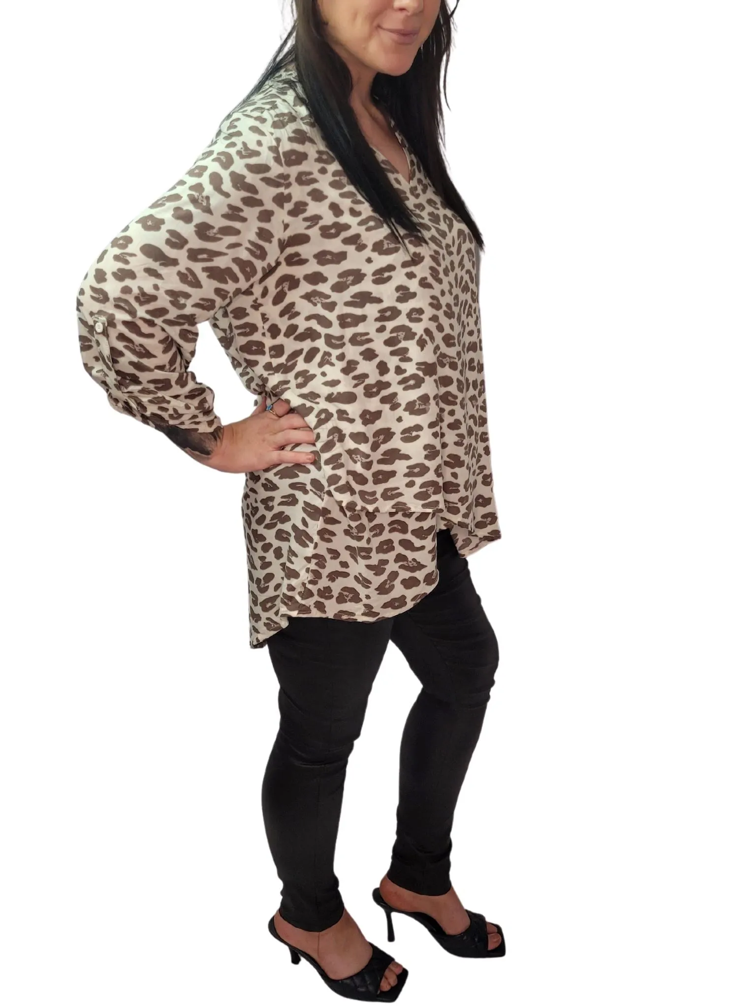 💙 AHUKA Coffee Leopard Long Sleeve Top