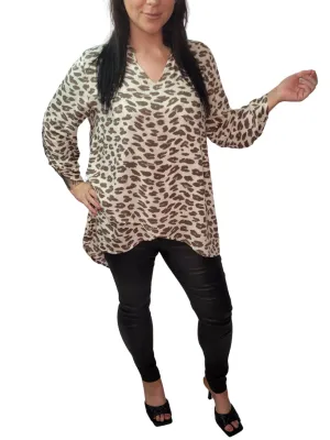 💙 AHUKA Coffee Leopard Long Sleeve Top