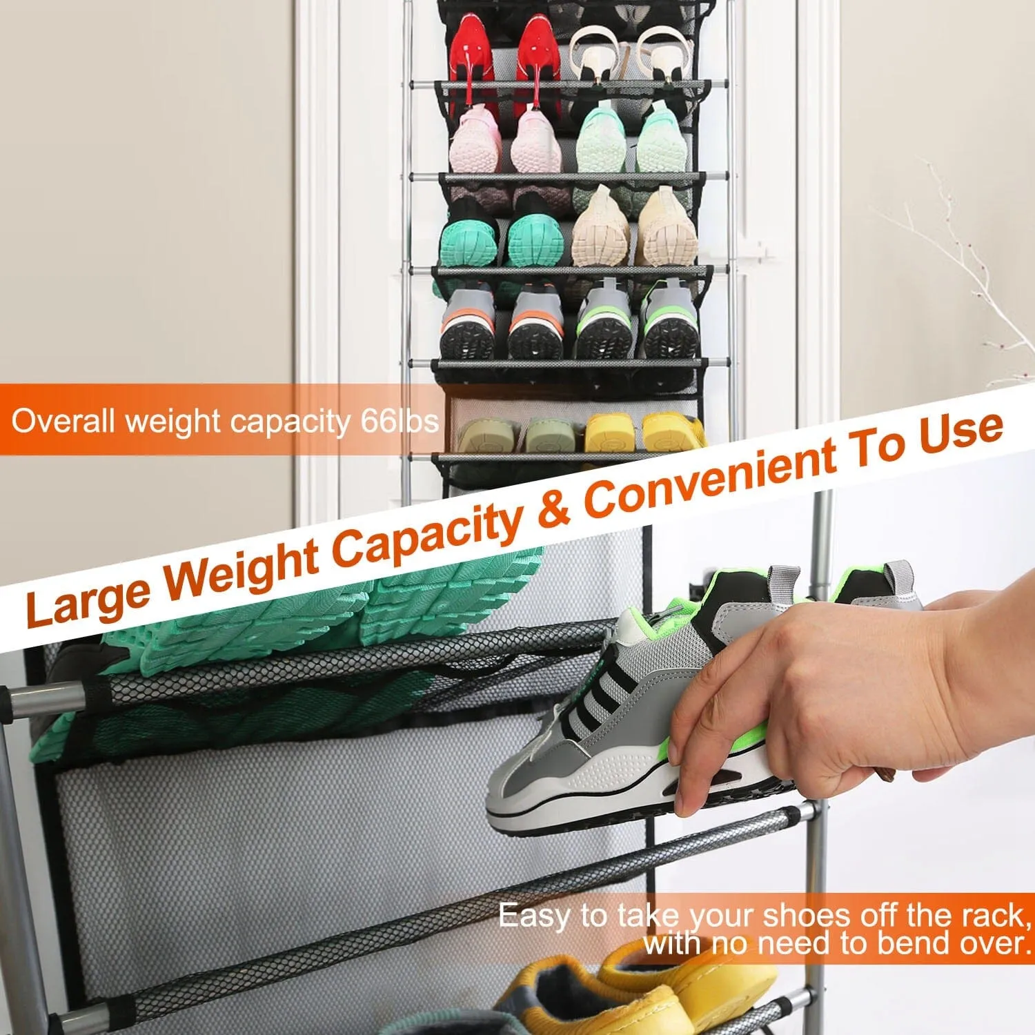 10-Tier Over the Door Shoe Rack Organizer Holder Hanging Storage Shelf