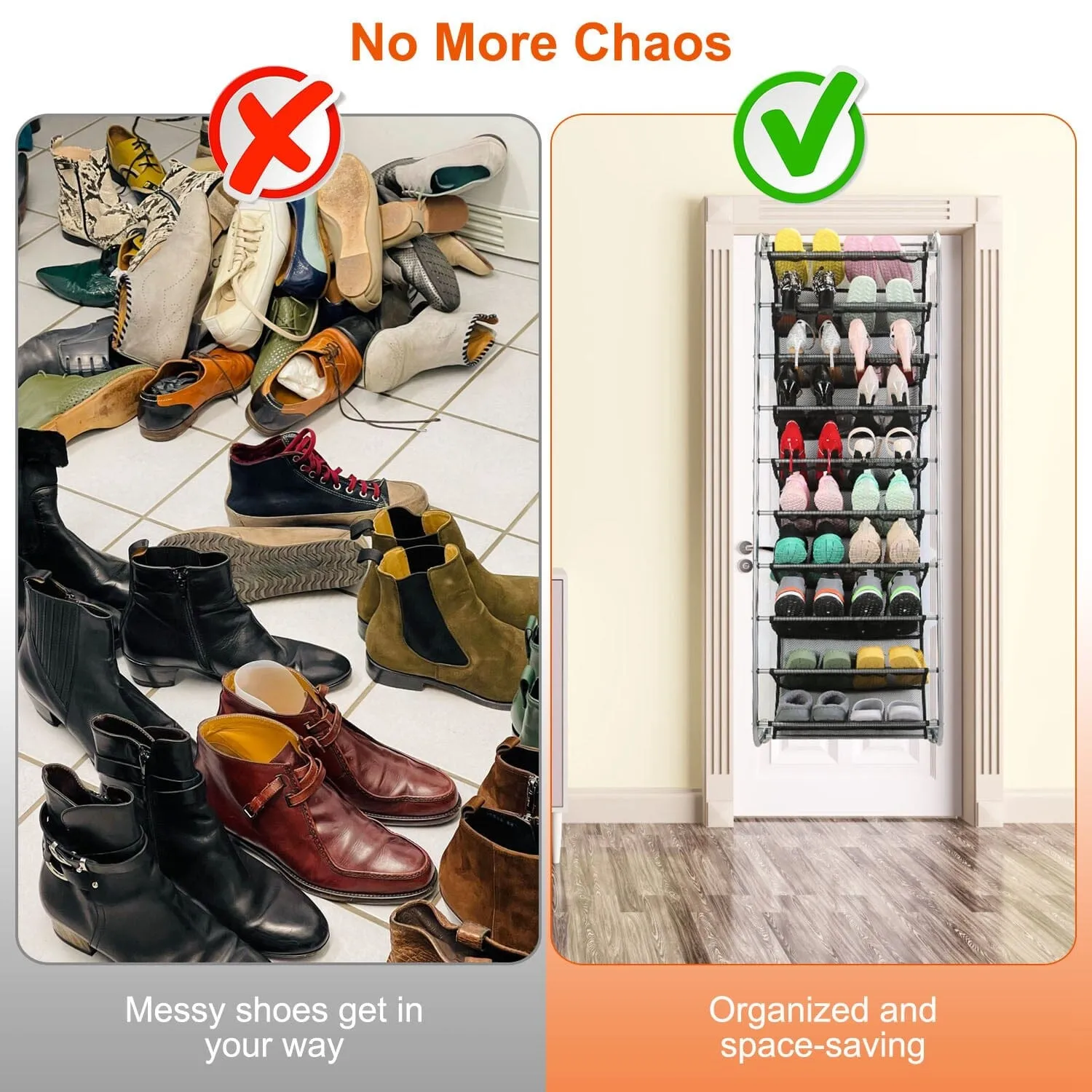 10-Tier Over the Door Shoe Rack Organizer Holder Hanging Storage Shelf
