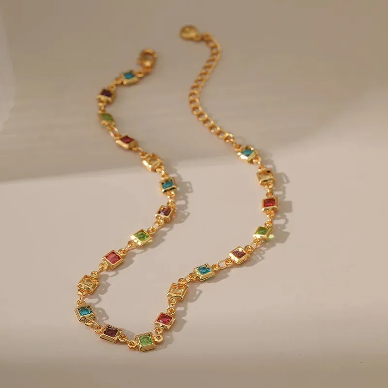 18K Gold Plated Zircon Anklet for Women
