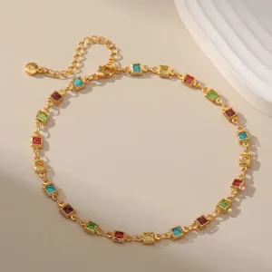 18K Gold Plated Zircon Anklet for Women