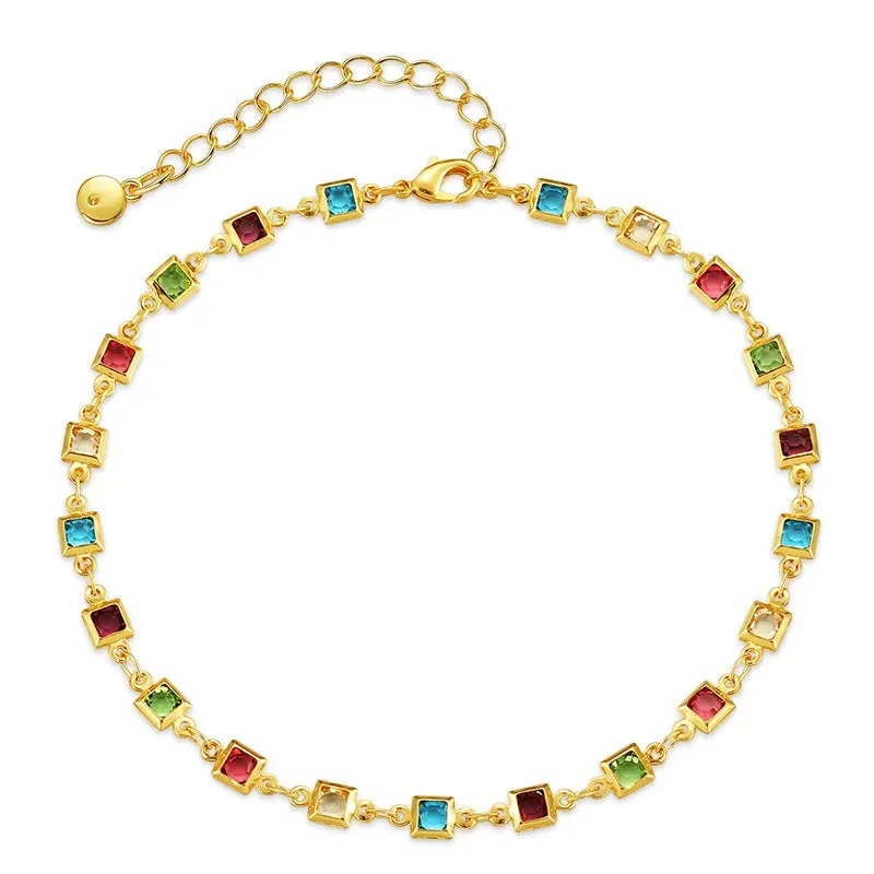 18K Gold Plated Zircon Anklet for Women