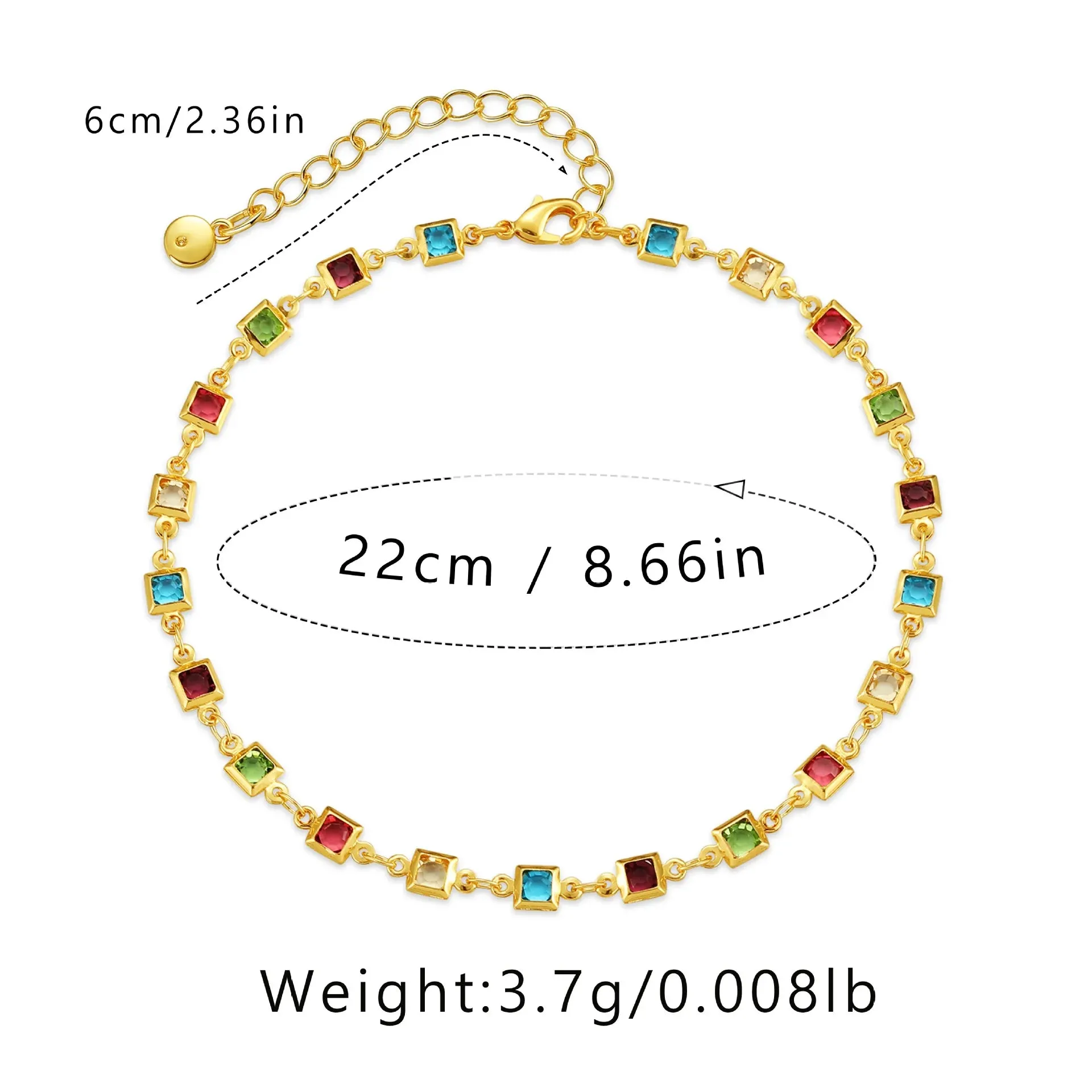 18K Gold Plated Zircon Anklet for Women