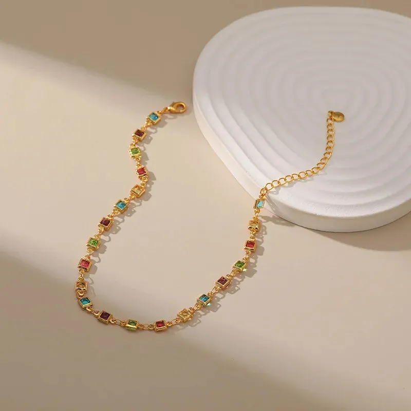 18K Gold Plated Zircon Anklet for Women