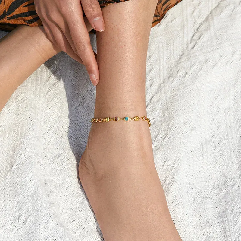 18K Gold Plated Zircon Anklet for Women