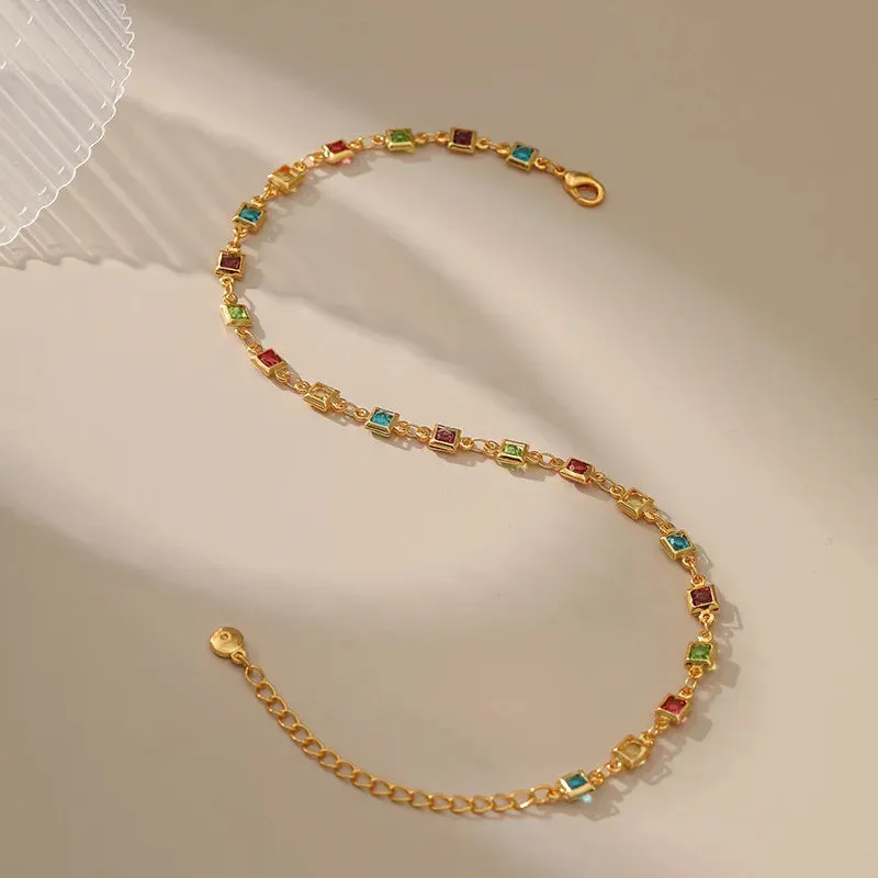 18K Gold Plated Zircon Anklet for Women