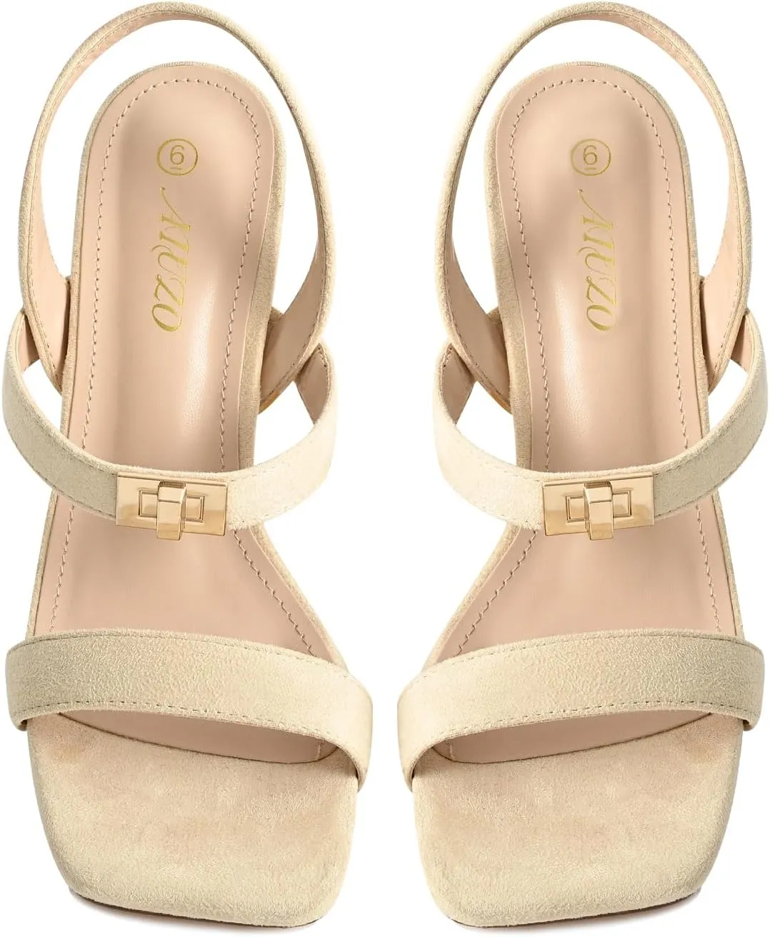 3IN Chunky Heels For Women Block Square Open Toe Heeled Sandals Metallic Buckle Pumps with Backless Strap