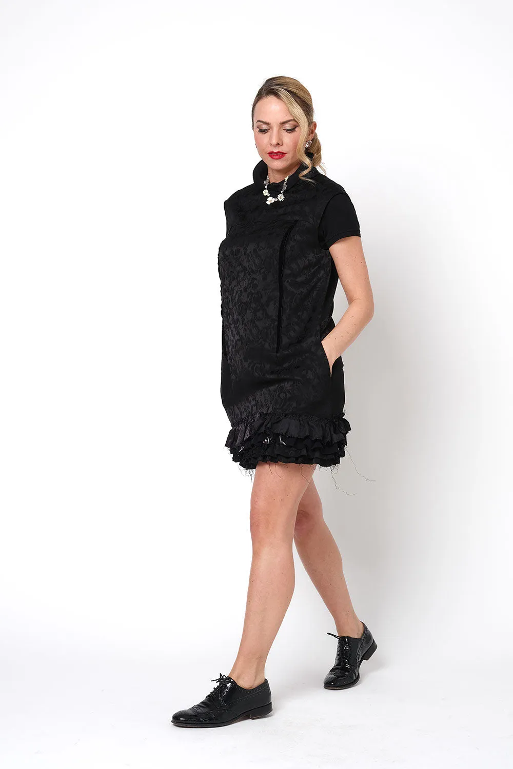 69-3 JOIE DE VIVRE Mini dress or blouse with standup collar