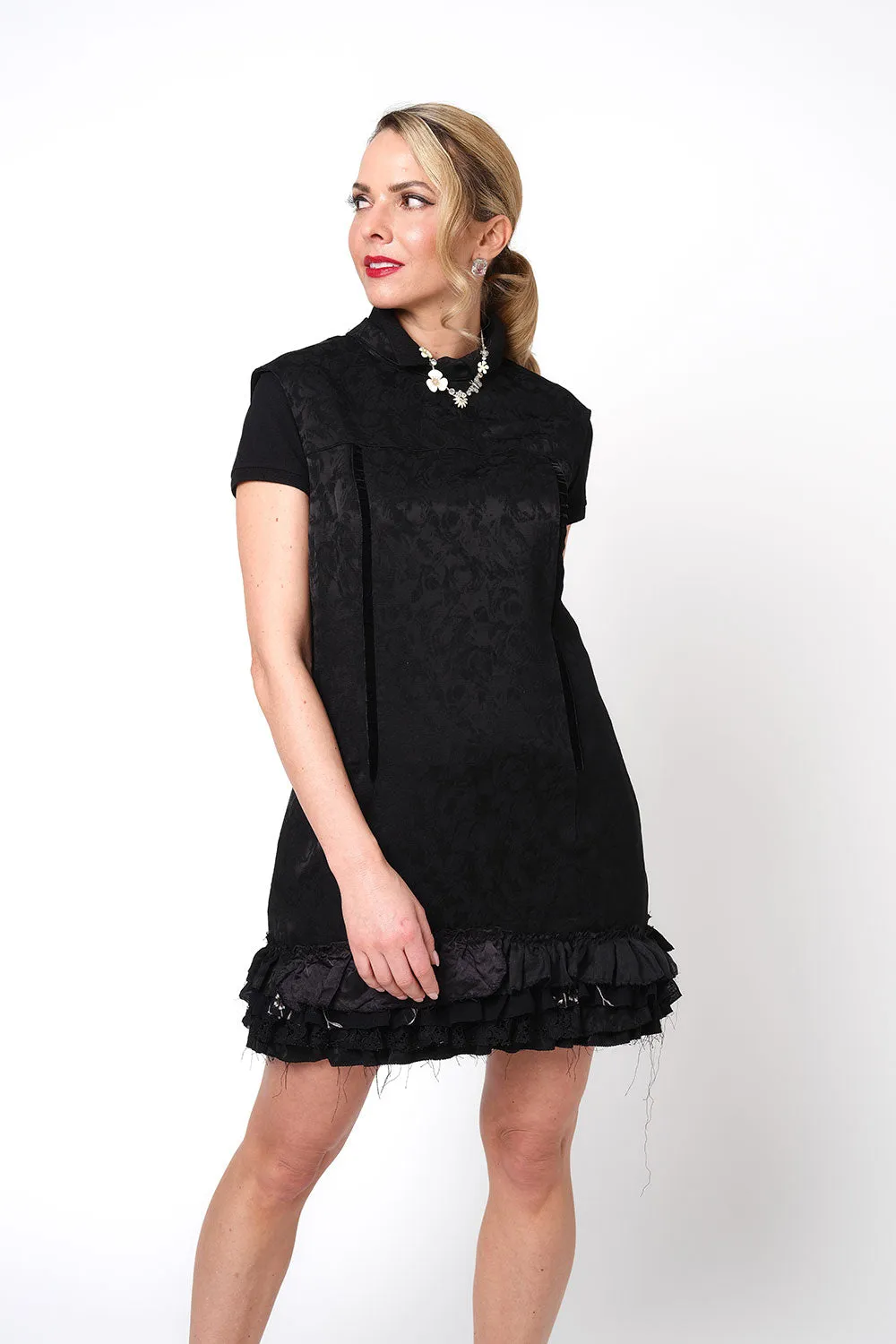69-3 JOIE DE VIVRE Mini dress or blouse with standup collar