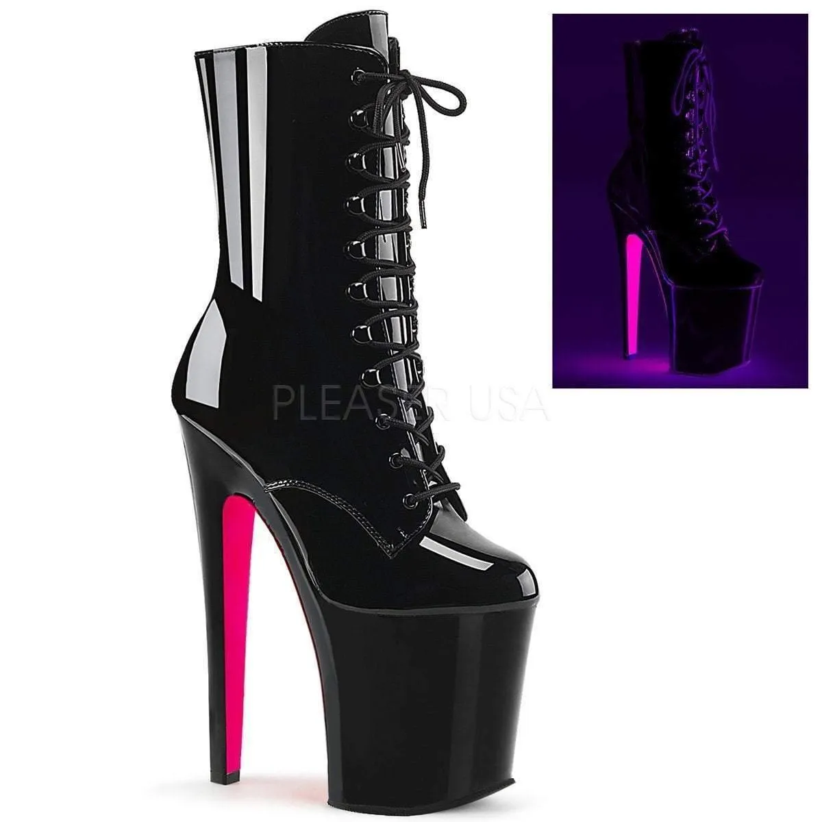 8" Heel Glow in Dark Ankle Boots