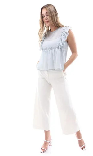 95665 Buttoned Back Sleeveless Pale Mint Sheer Blouse