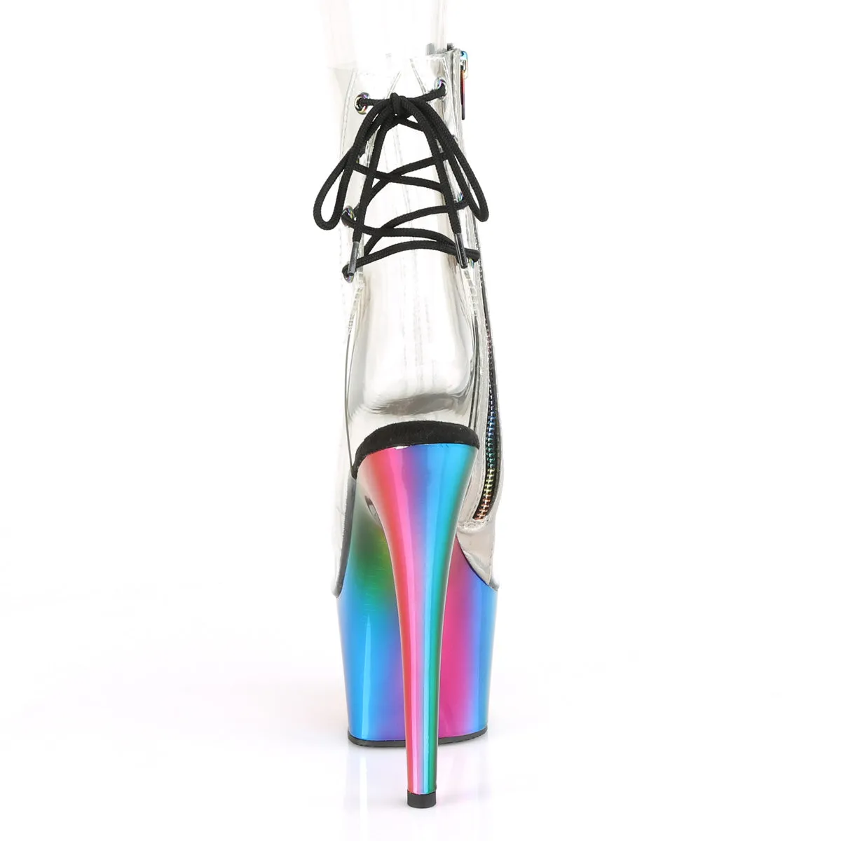 ADORE-1018RC Pleasers Rainbow Chrome Platform Ankle Boots