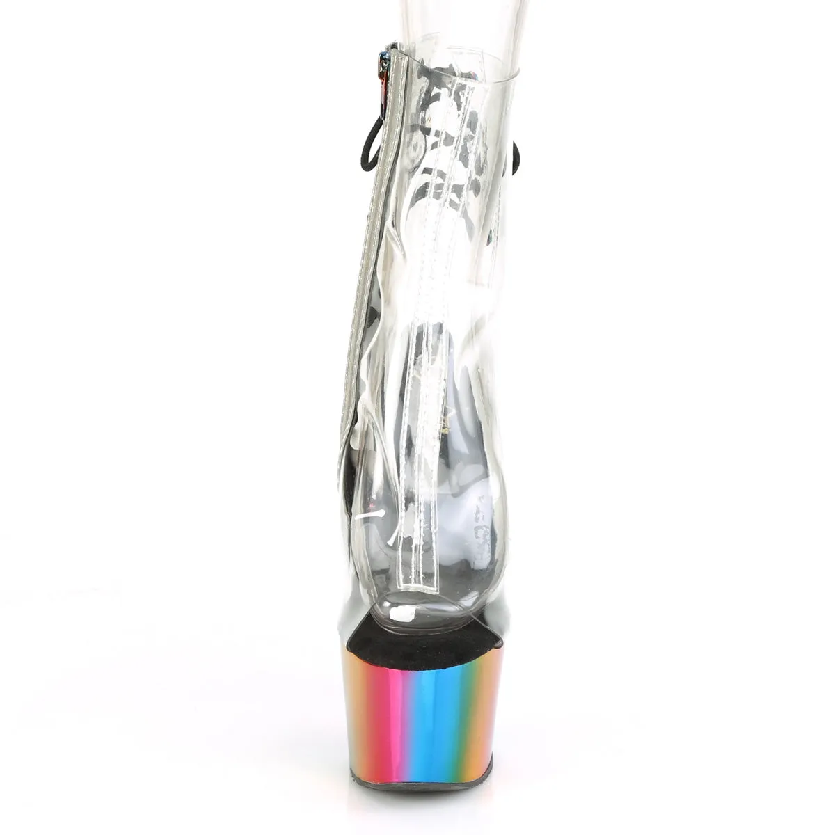 ADORE-1018RC Pleasers Rainbow Chrome Platform Ankle Boots