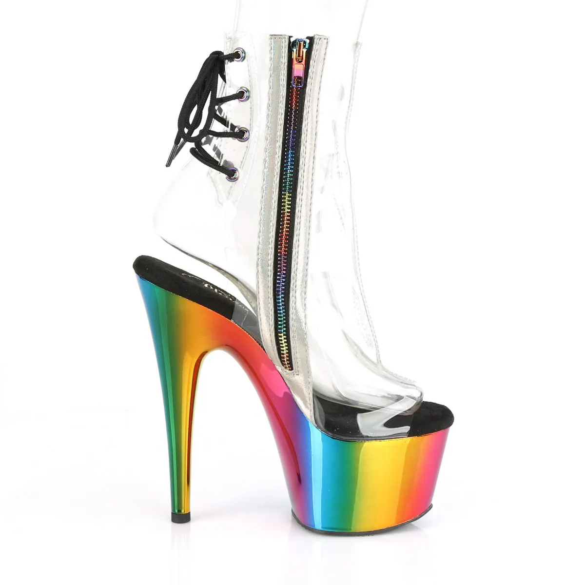 ADORE-1018RC Pleasers Rainbow Chrome Platform Ankle Boots