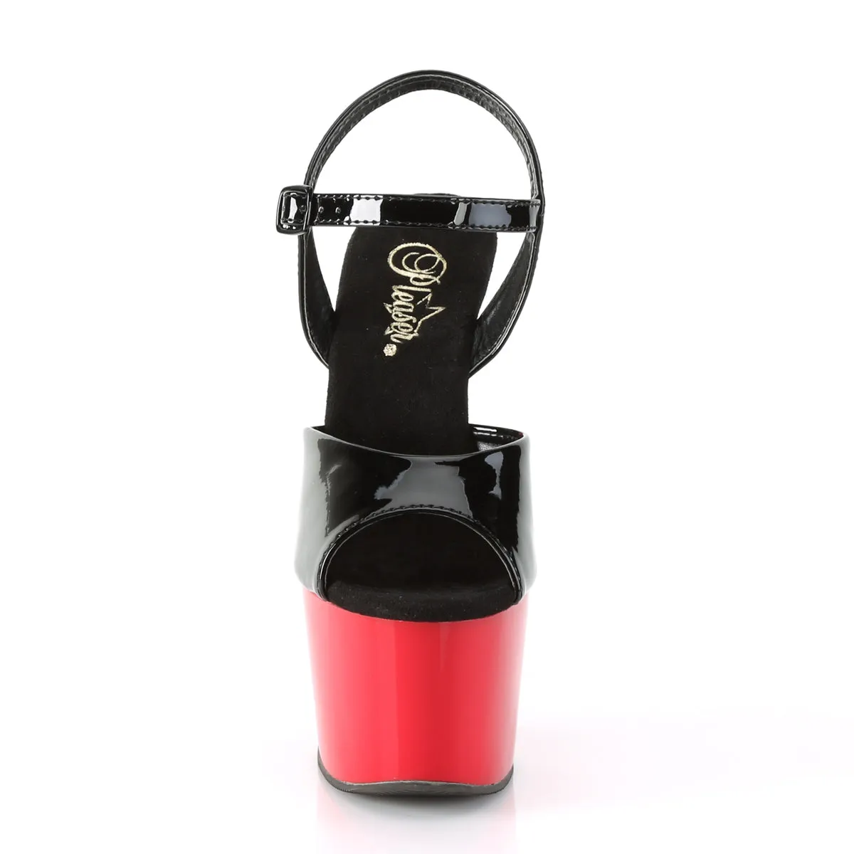 ADORE-709 Pleaser 7 Inch Black Patent Red Pole Dancer Platform Shoes