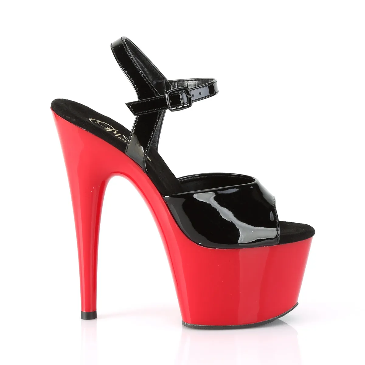 ADORE-709 Pleaser 7 Inch Black Patent Red Pole Dancer Platform Shoes