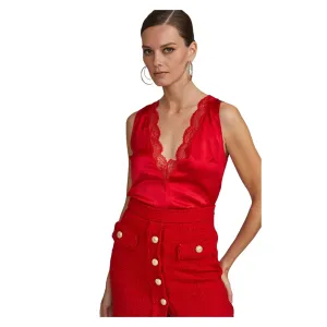 Aida Lace Combo Tank in Red