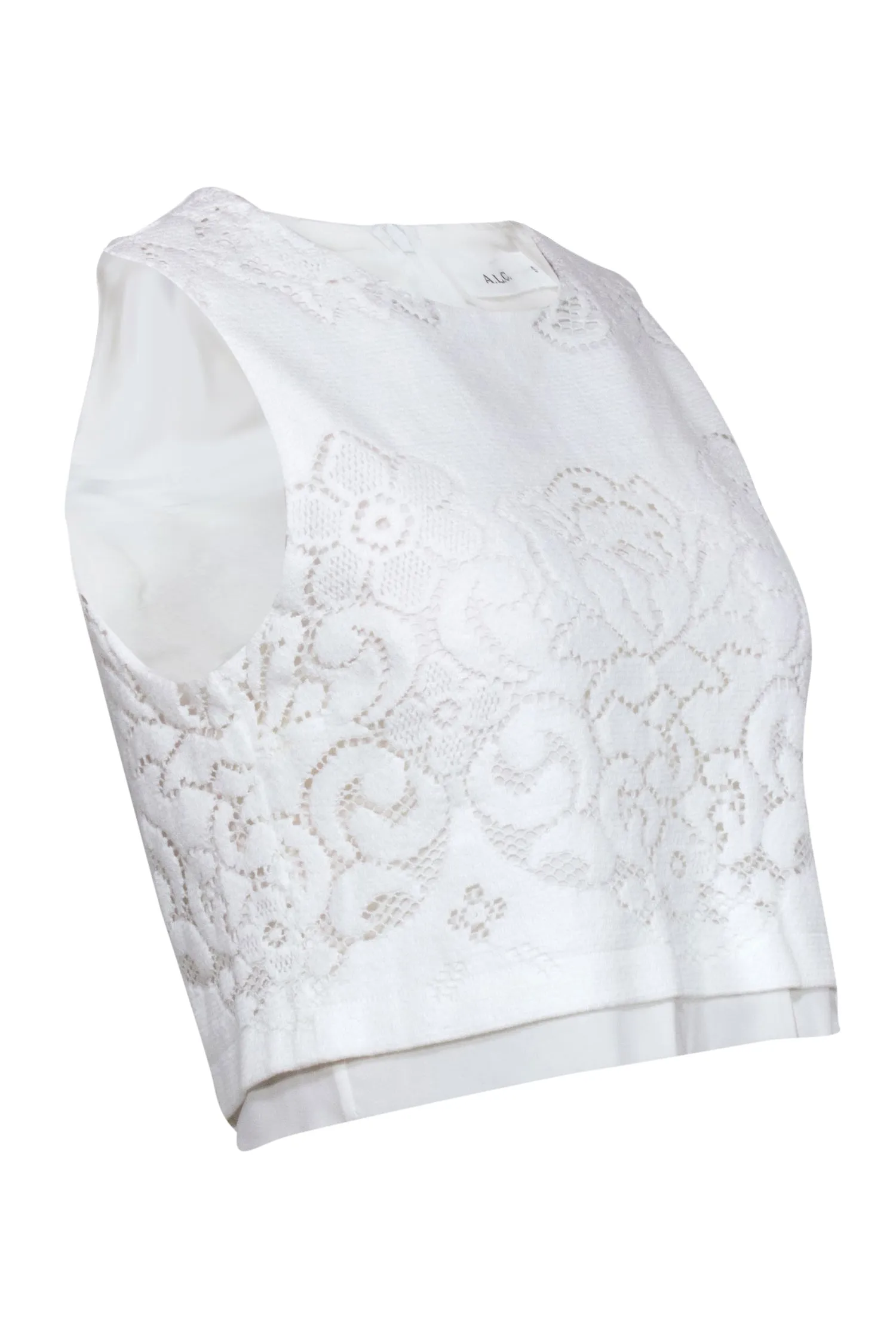 A.L.C. - Ivory Floral Lace Crop Top Sz S