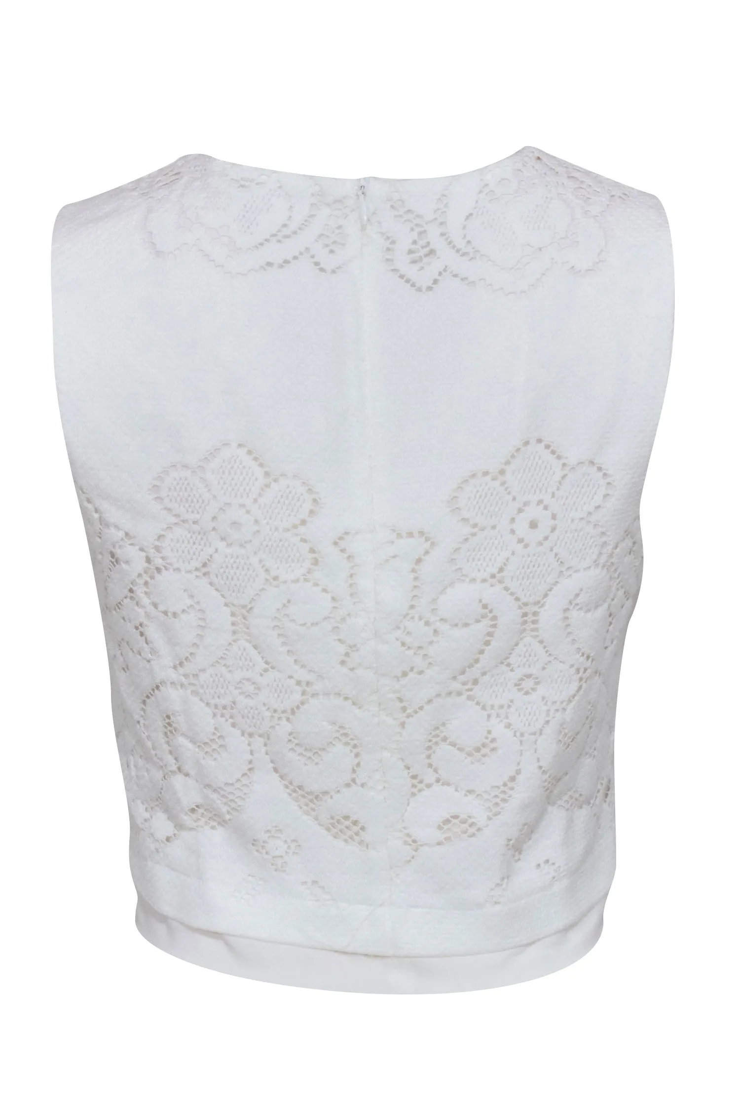 A.L.C. - Ivory Floral Lace Crop Top Sz S
