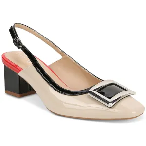 Alfani Womens Cienna Faux Leather Patent Trim Slingback Heels
