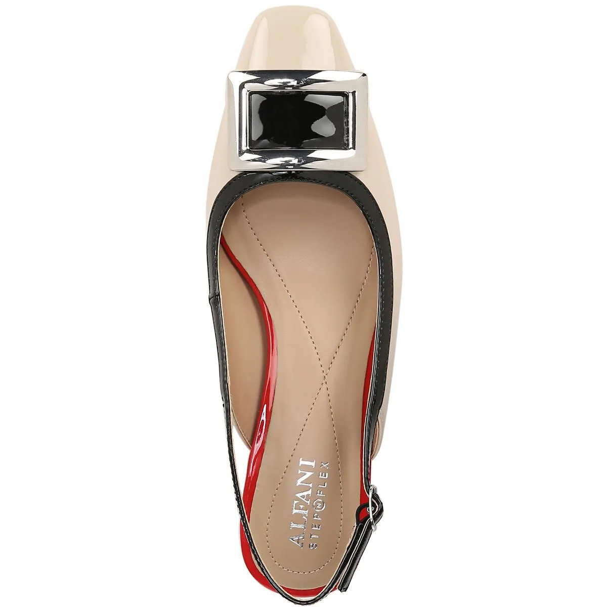 Alfani Womens Cienna Faux Leather Patent Trim Slingback Heels