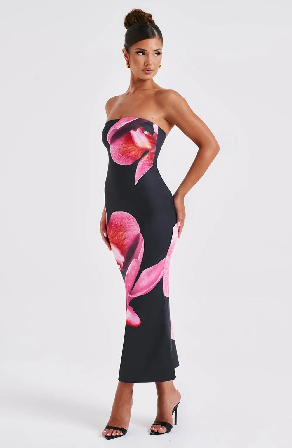 Allegra Midi Dress Trendy - Black Floral Print