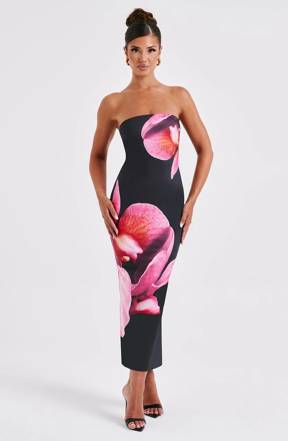 Allegra Midi Dress Trendy - Black Floral Print