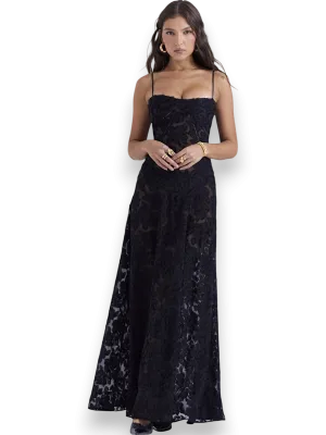 Amara Blossom Black Floral Vintage Gown