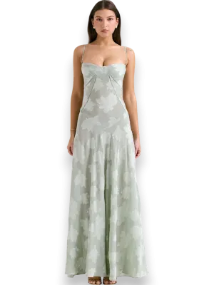 Amara Blossom Green Floral Vintage Gown