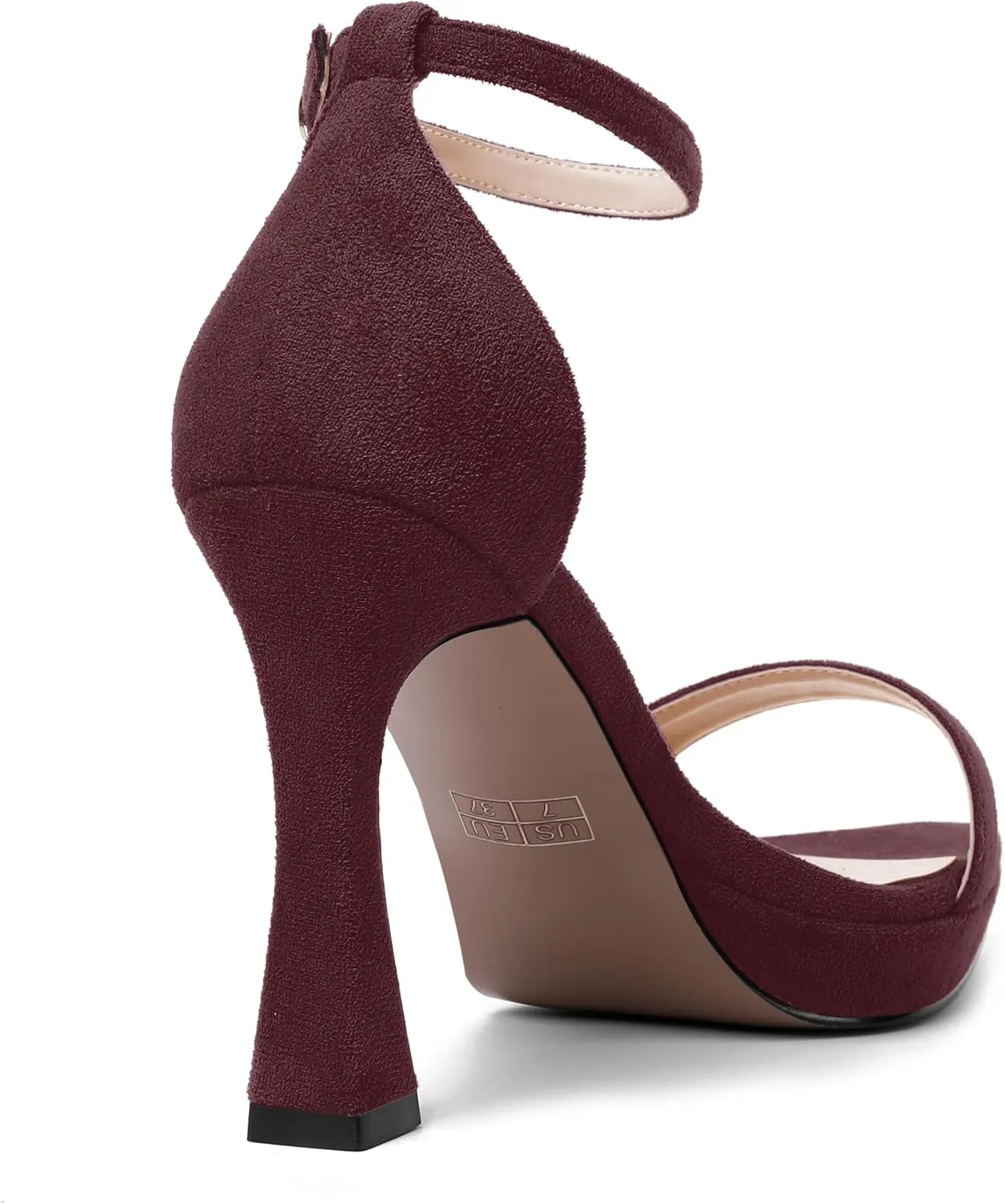 AMBELIGHT Womens Platform Ankle Strap Open Toe Cute Suede Party Heels Buckle Stiletto High Heel Sandals 4 Inch