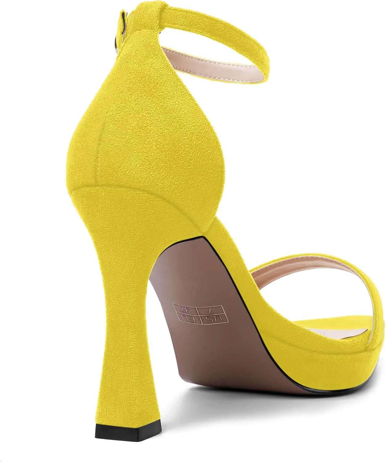 AMBELIGHT Womens Platform Ankle Strap Open Toe Cute Suede Party Heels Buckle Stiletto High Heel Sandals 4 Inch