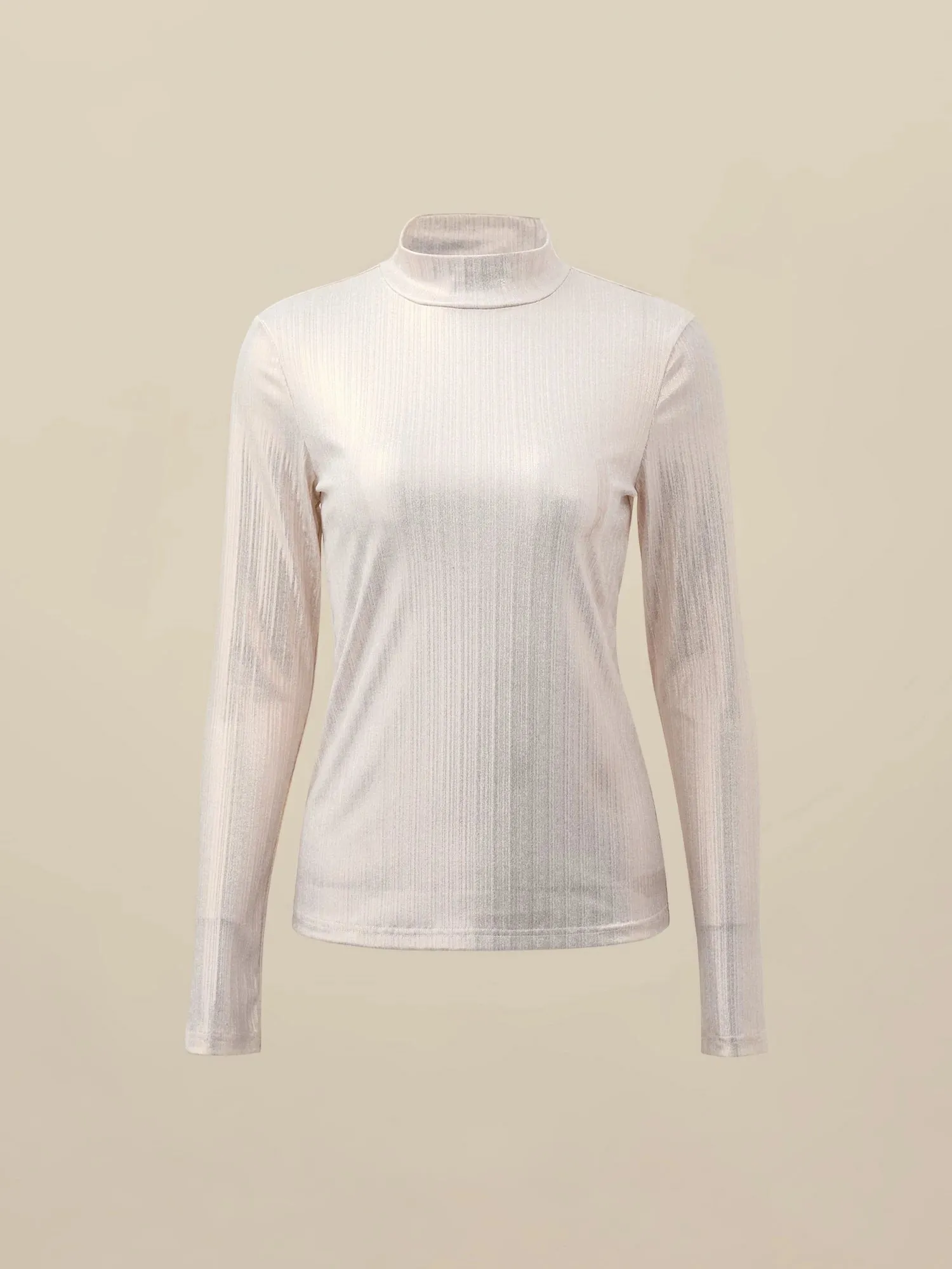 Amoretu Half Turtleneck Long Sleeve Shiny Shirt Top