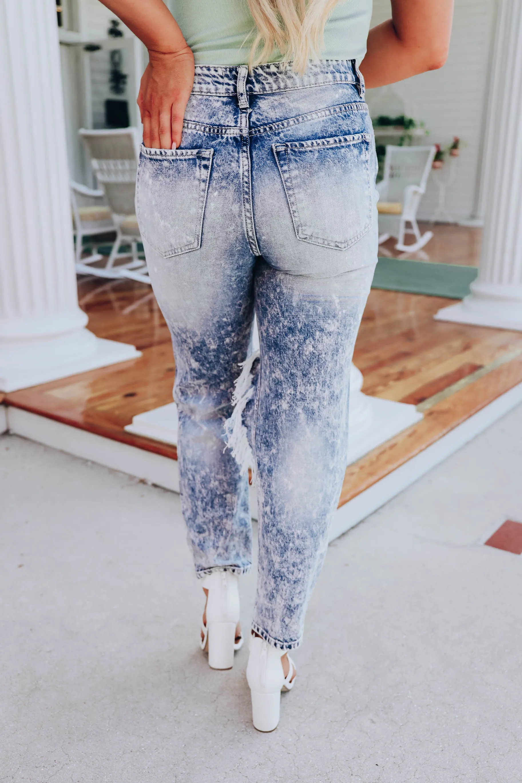 Angela Acid Washed Destroyed Jeans