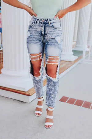 Angela Acid Washed Destroyed Jeans