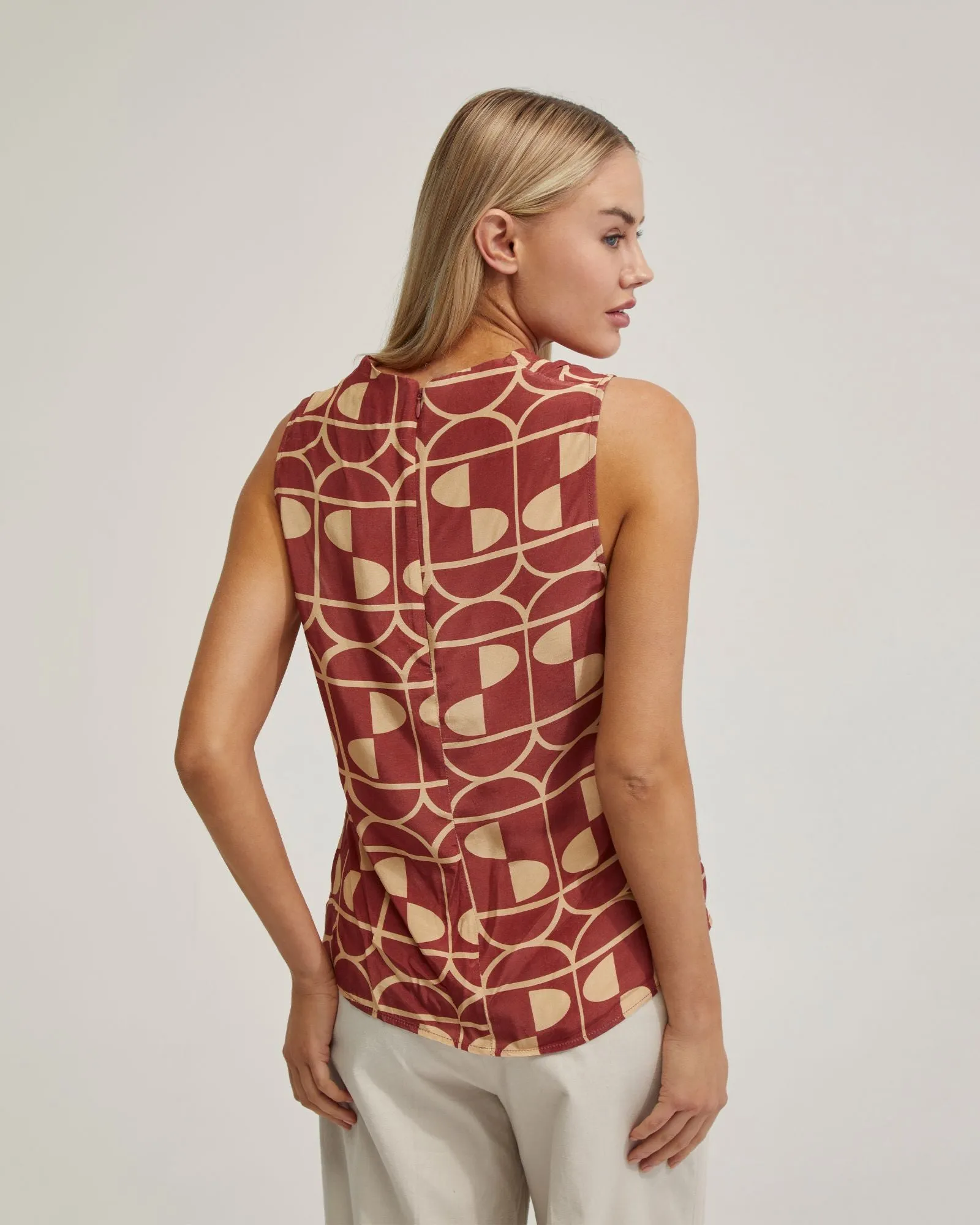 Angelica Geo Print Soft Neck Top