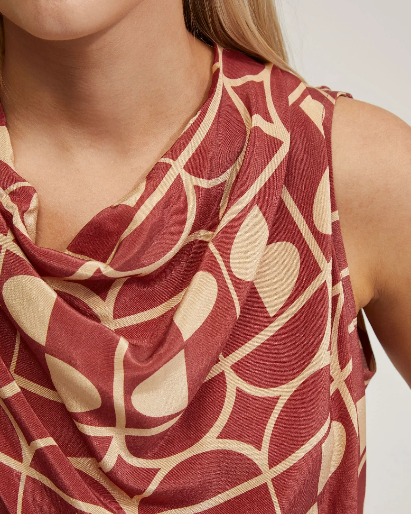 Angelica Geo Print Soft Neck Top