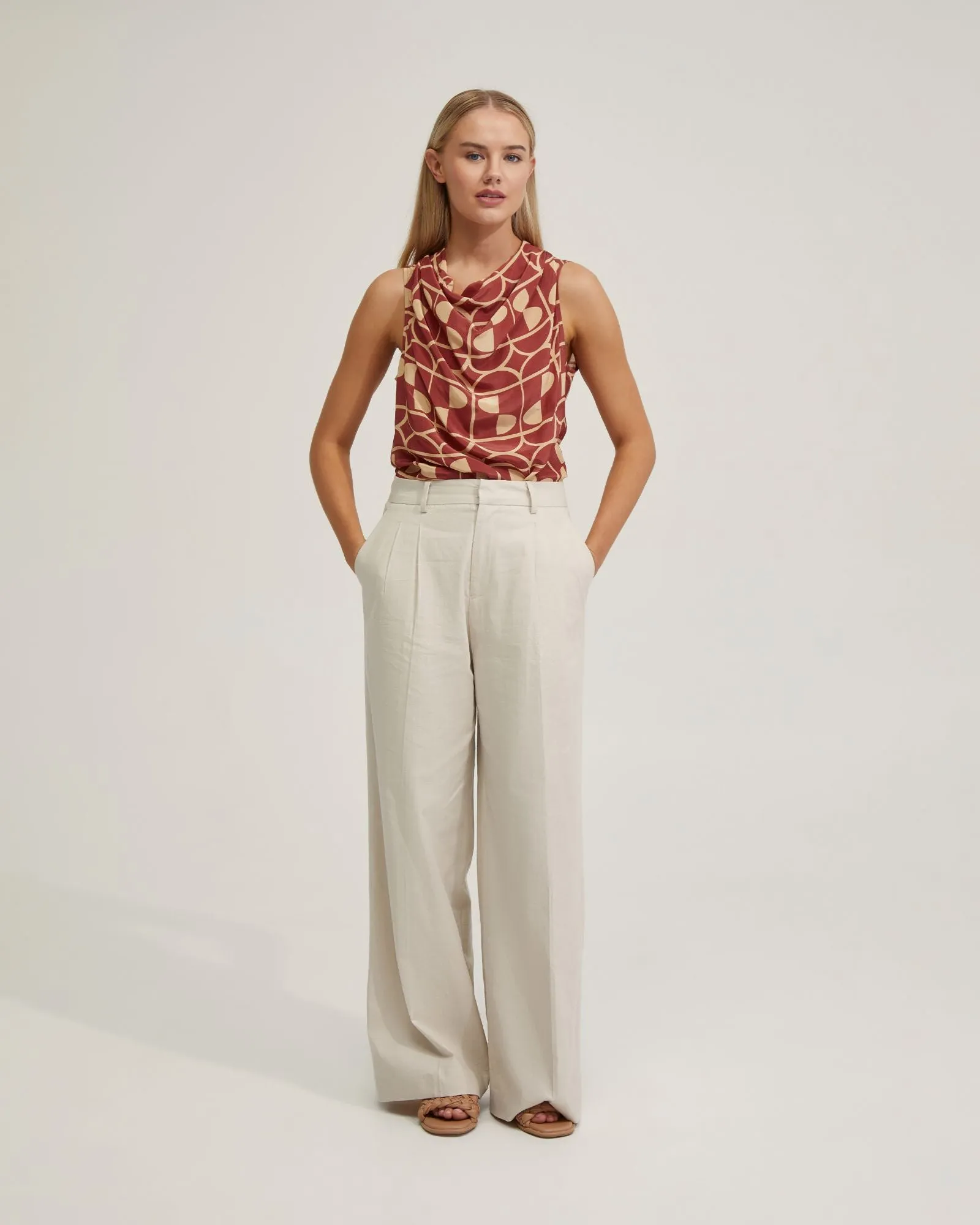 Angelica Geo Print Soft Neck Top
