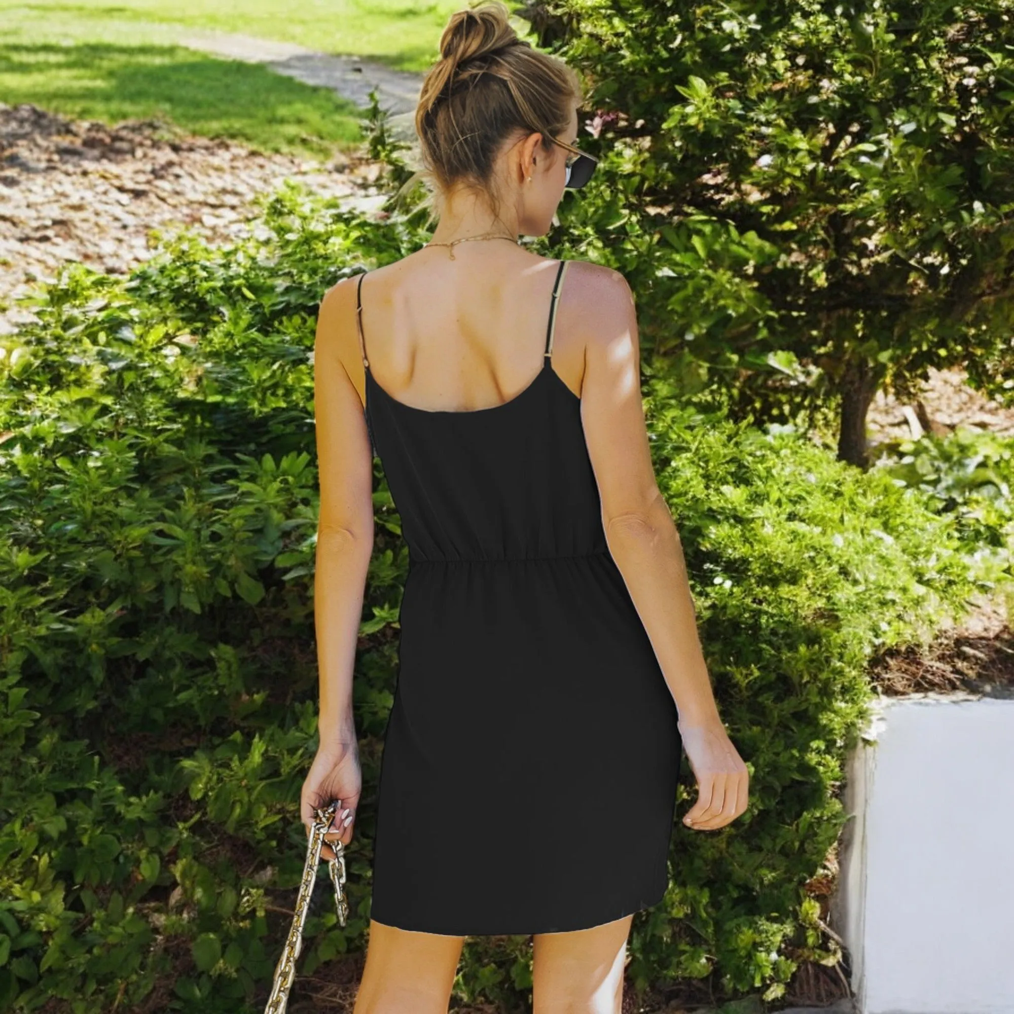 Anna-Kaci Women's Sleeveless Wrap Mini Dress with Adjustable Tie Waist