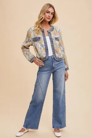 Annie Wear Decorative Seams Wide Leg Jeans