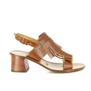 Antichi Romani 2032 Cuoio Tan Slingback Fringe Sandals