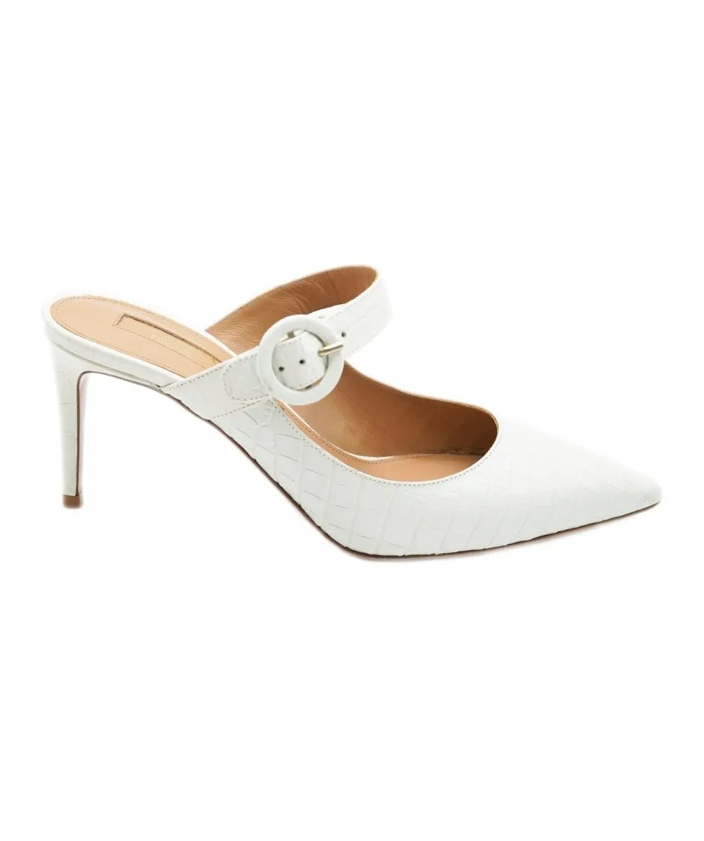 Aquazzura White Croc-Embossed Leather Heels AVC1756