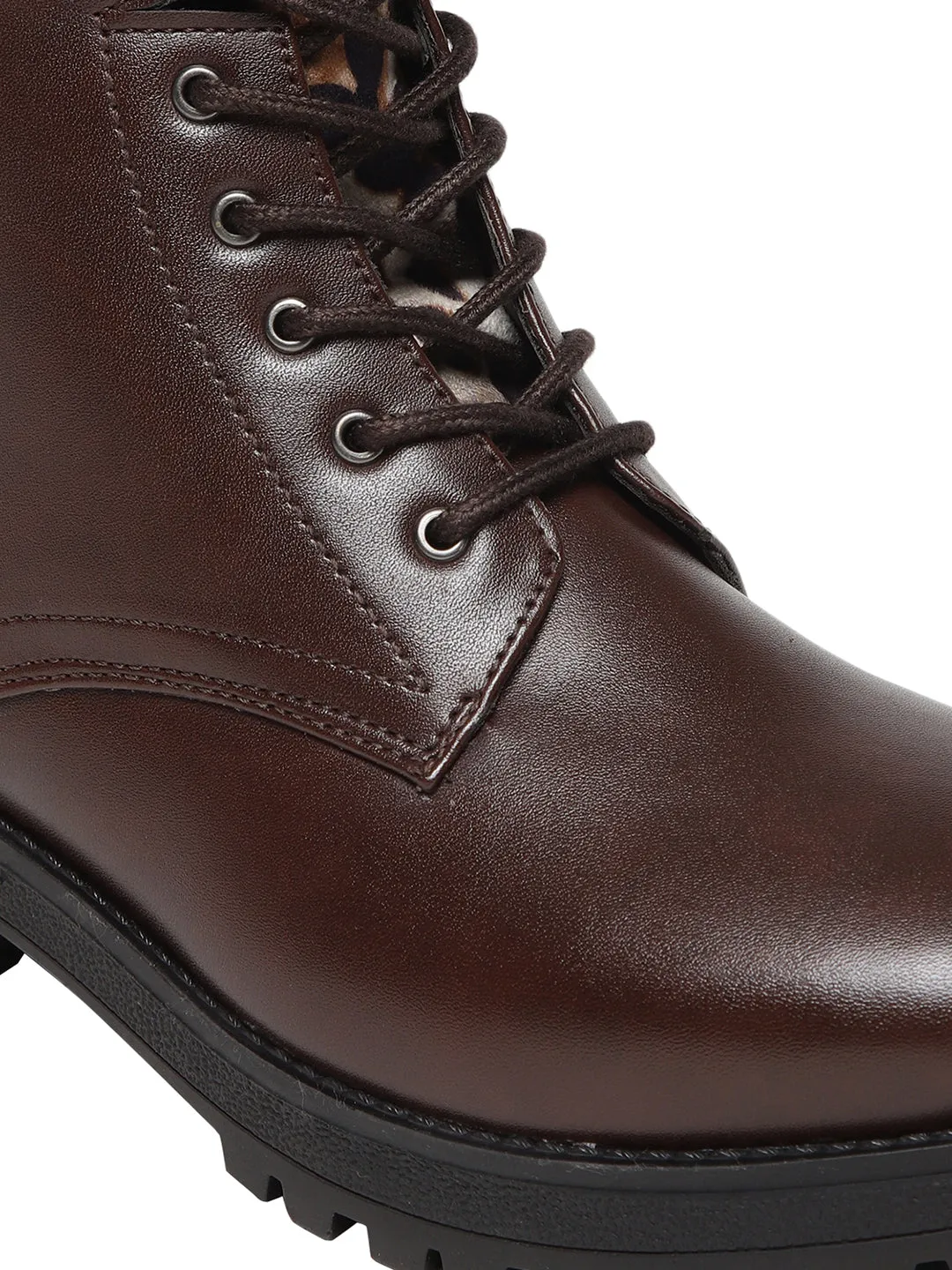 Arely Brown Block Heel Boots