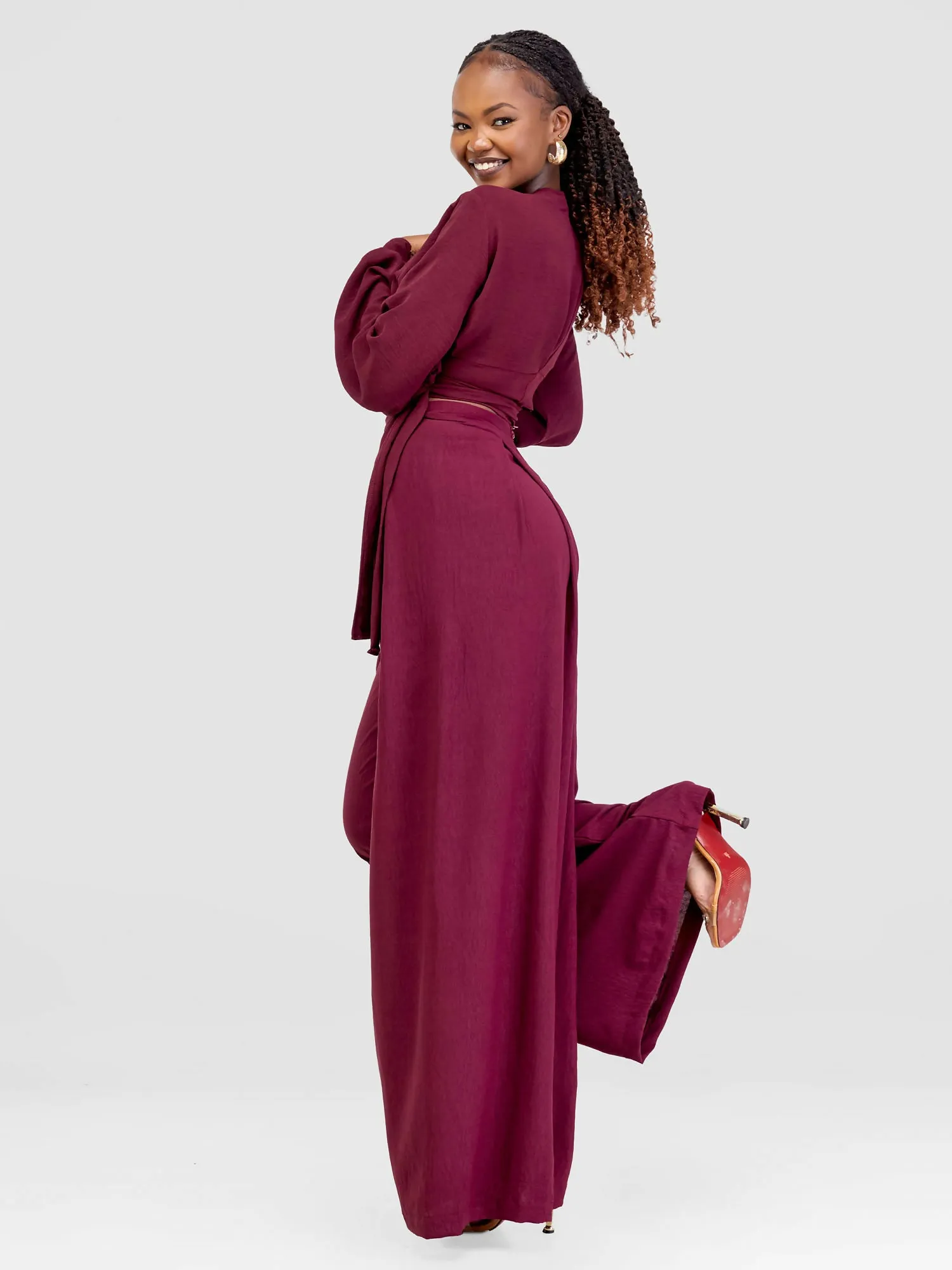 Asmara Palazzo Pants & Top Set - Maroon