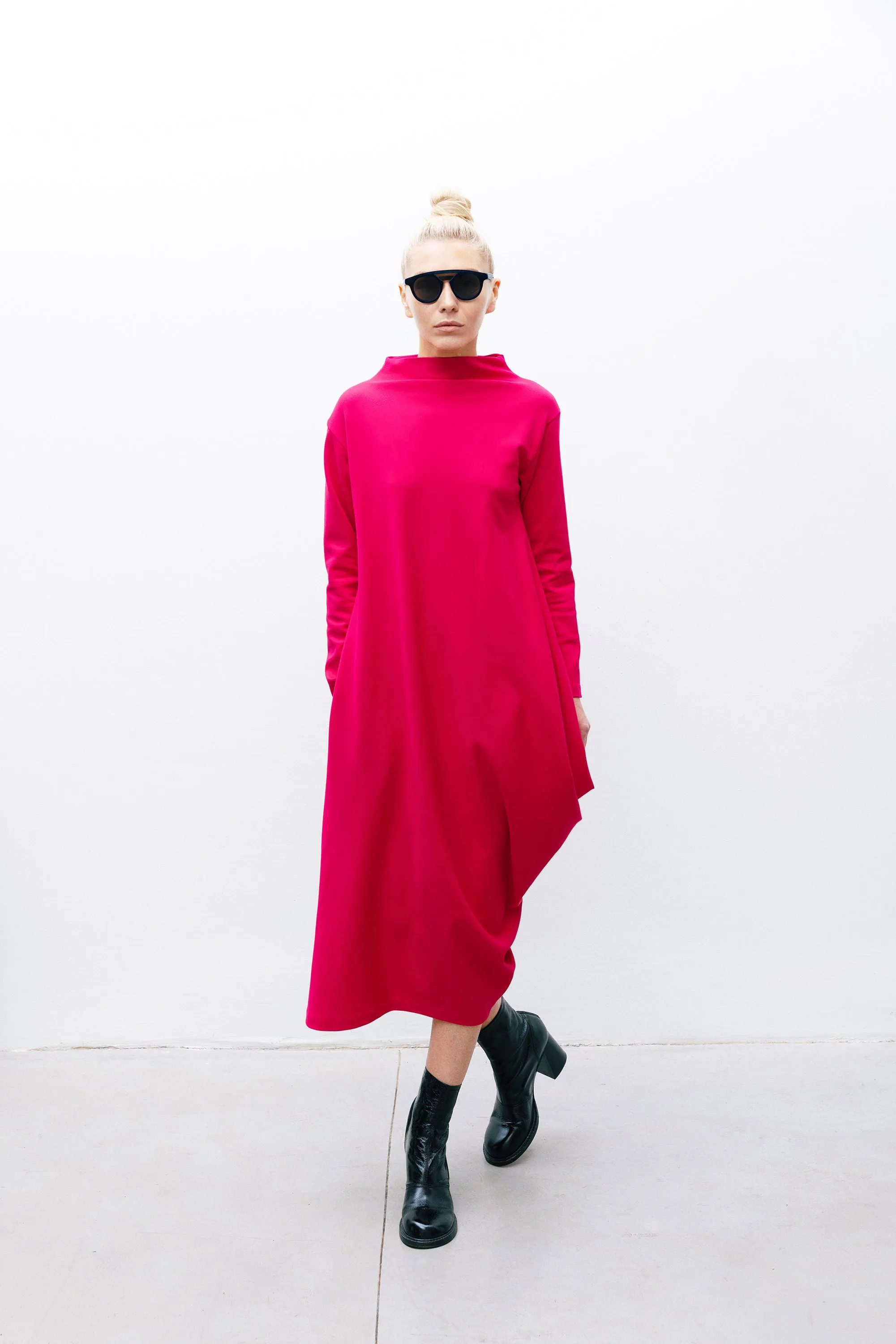 Asymmetrical Jersey Dress Pink