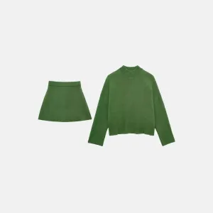 Atterraggio Set – Green – Sleek mini skirt