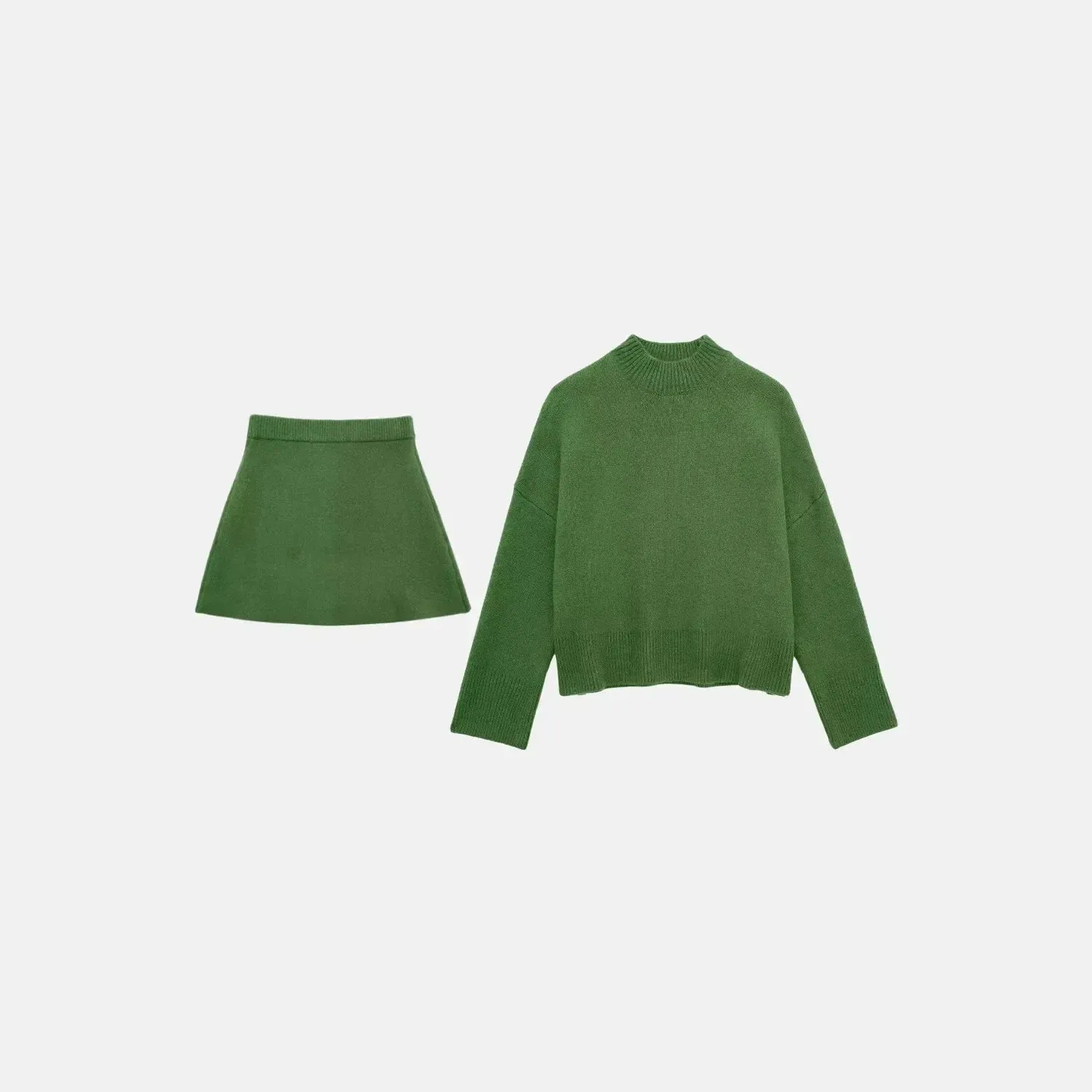 Atterraggio Set – Green – Sleek mini skirt