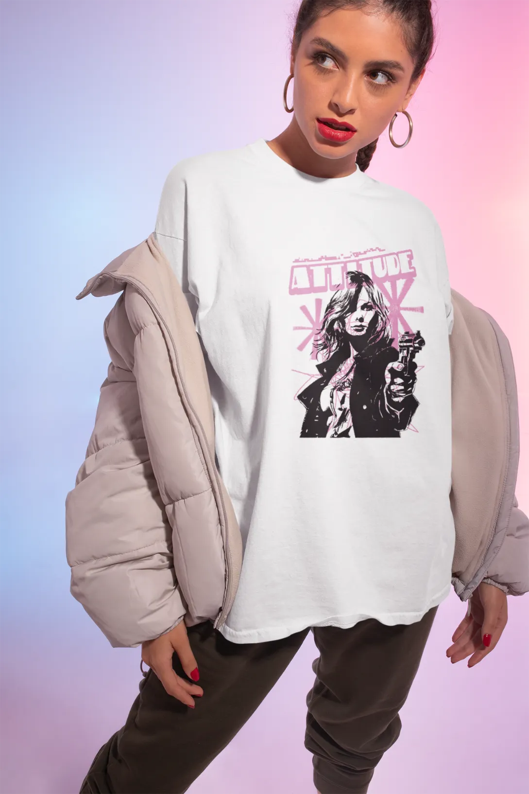 Attitude Matters Printed Oversized T-shirt for women