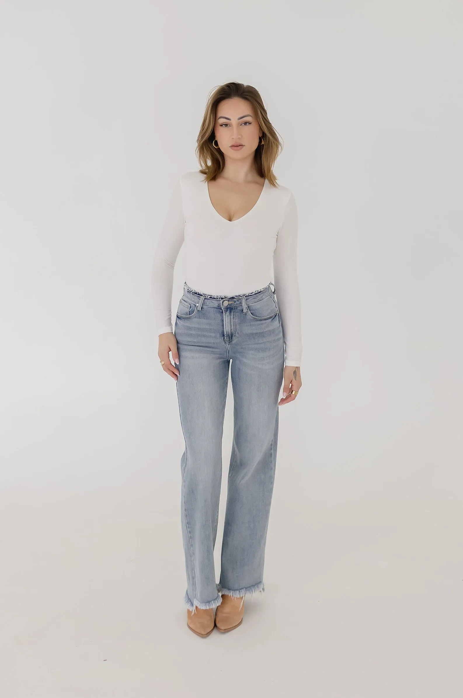Ava High Rise Wide Leg Jeans Light Wash