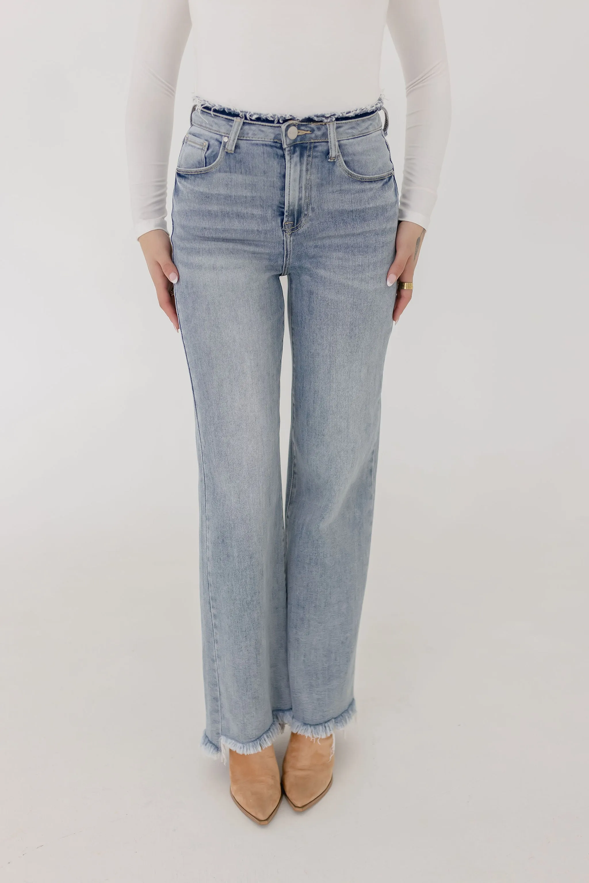 Ava High Rise Wide Leg Jeans Light Wash
